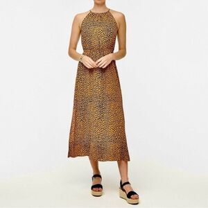 NWT J.Crew Halter Leopard Print Midi Dress - Size 2